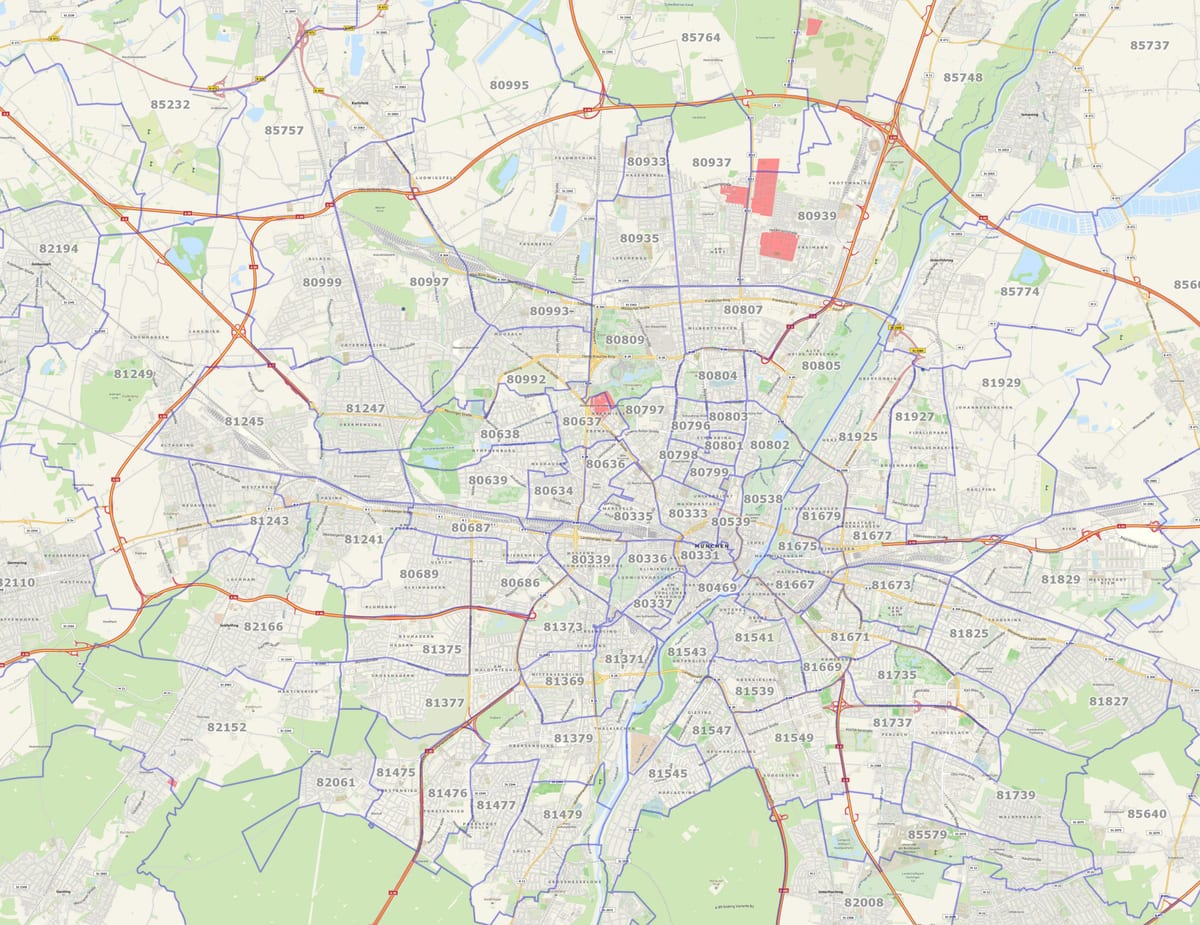 München postcode kaart