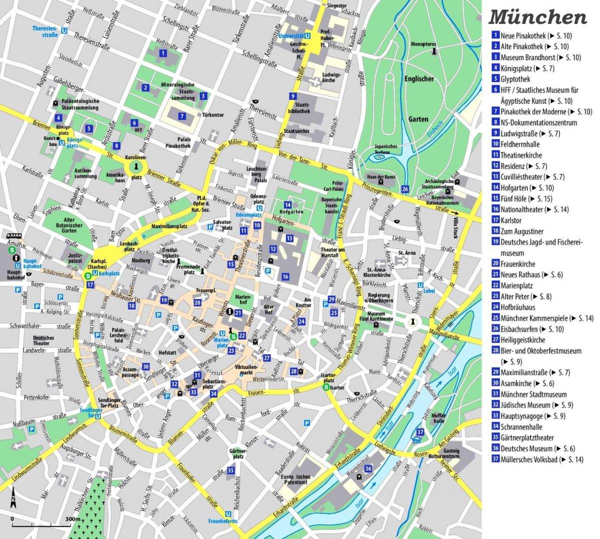 München bezienswaardigheden kaart