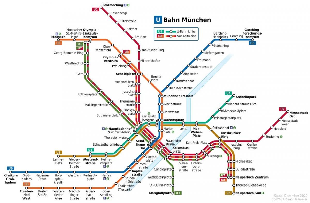 Metrostations München kaart